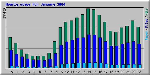 Hourly usage for January 2004