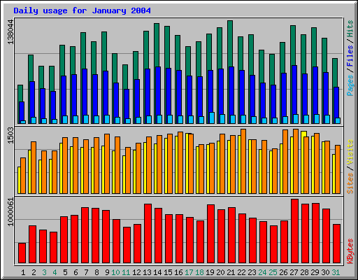 Daily usage for January 2004